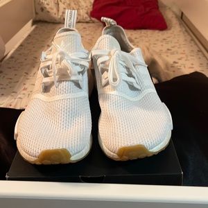 All white adidas nmd